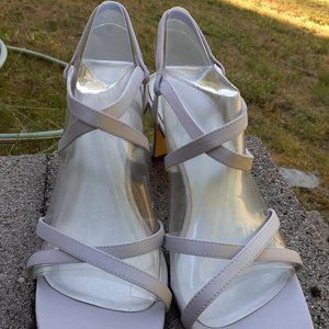 Silver Dress Sandals with Heel